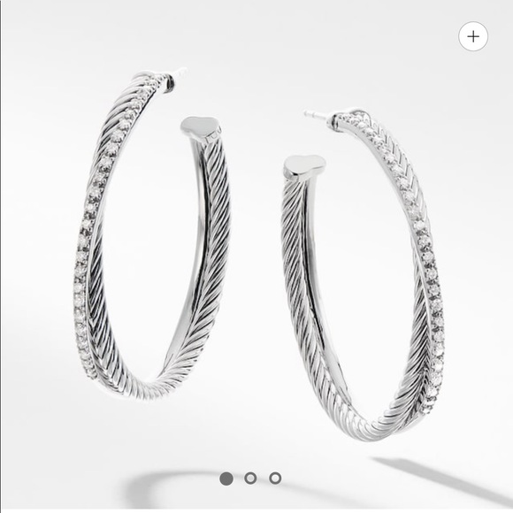 David Yurman Jewelry - David Yurman stunning extra large crossover hoops